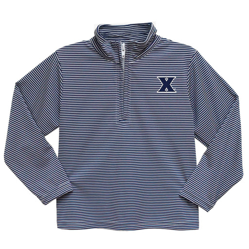 Xavier University Musketeers Embroidered Navy Stripes Quarter Zip Pullover