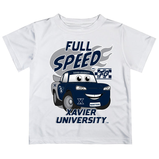 Xavier University Musketeers Vive La Fete Toy Racing Car Boys Game Day White Short Sleeve Tee