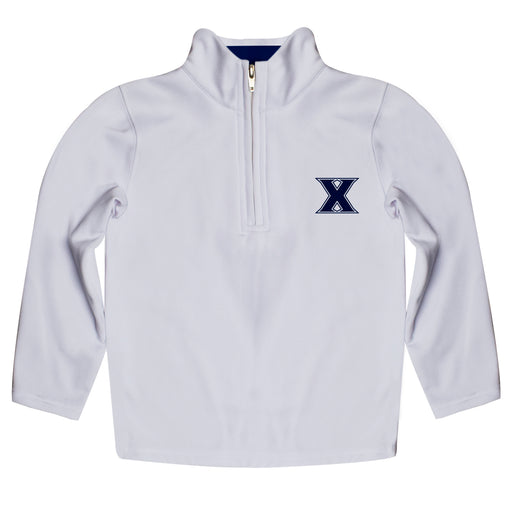 Xavier Musketeers Vive La Fete Logo and Mascot Name Womens White Quarter Zip Pullover