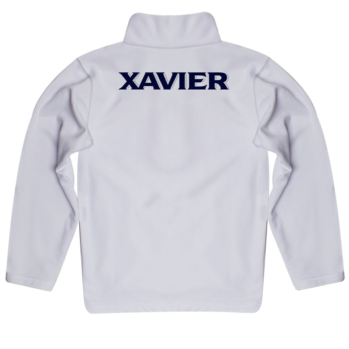 Xavier Musketeers Vive La Fete Logo and Mascot Name Womens White Quarter Zip Pullover - Vive La Fête - Online Apparel Store