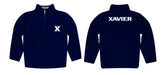 Xavier Musketeers Vive La Fete Logo and Mascot Name Womens Blue Quarter Zip Pullover - Vive La Fête - Online Apparel Store