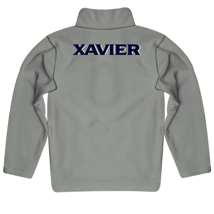 Xavier Musketeers Vive La Fete Logo and Mascot Name Womens Gray Quarter Zip Pullover - Vive La Fête - Online Apparel Store