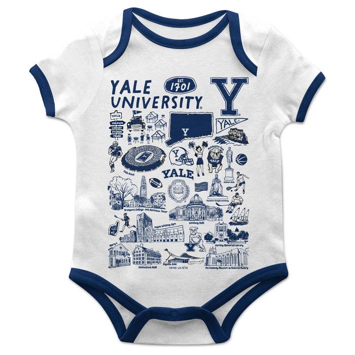 Butler Bulldogs Hand Sketched Vive La Fete Impressions Artwork Infant White Short Sleeve Onesie Bodysuit