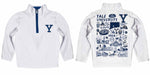 Yale University Bulldogs Hand Sketched Vive La Fete Impressions Artwork White Boys Quarter Zip Pullover V1 - Vive La Fête - Online Apparel Store