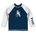 Yale Bulldogs Vive La Fete Navy White Long Sleeve Raglan Rashguard
