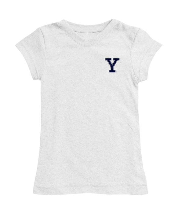 Yale University Bulldogs Hand Sketched Vive La Fete Impressions Artwork White Girls Cotton Short Sleeve Tee