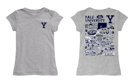 Yale University Bulldogs Hand Sketched Vive La Fete Impressions Artwork Grey Girls Cotton Short Sleeve Tee - Vive La Fête - Online Apparel Store