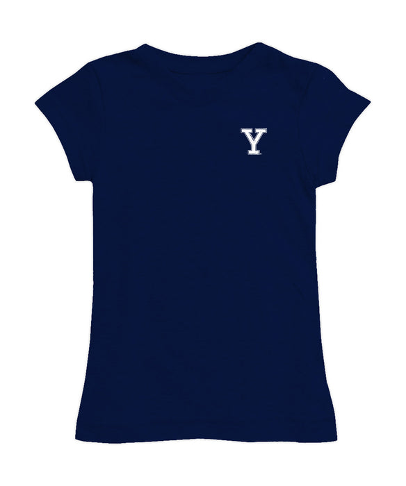 Yale University Bulldogs Hand Sketched Vive La Fete Impressions Artwork Navy Girls Cotton Short Sleeve Tee - Vive La Fête - Online Apparel Store