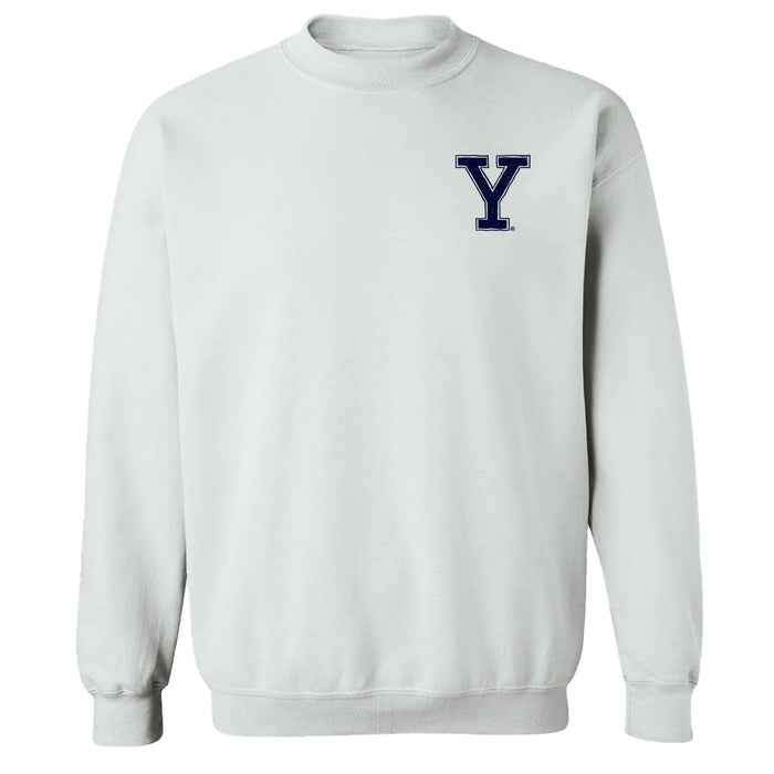 Yale University Bulldogs Hand Sketched Vive La Fete Impressions Artwork White Crew Neck Sweatshirt for Women