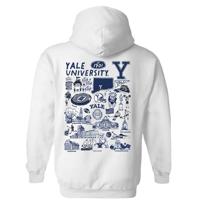 Yale University Bulldogs Hand Sketched Artwork Cotton Fleece Women Hoodie - Vive La Fête - Online Apparel Store