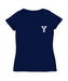 Yale University Bulldogs Hand Sketched Vive La Fete Impressions Artwork Navy Women Cotton Short Sleeve V-Neck Tshirt
