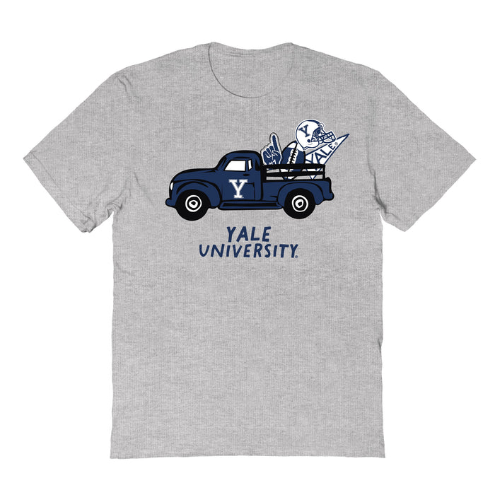 Yale University Bulldogs Hand Sketched Vive La Fete Impressions Truck Grey T-shirt for Women