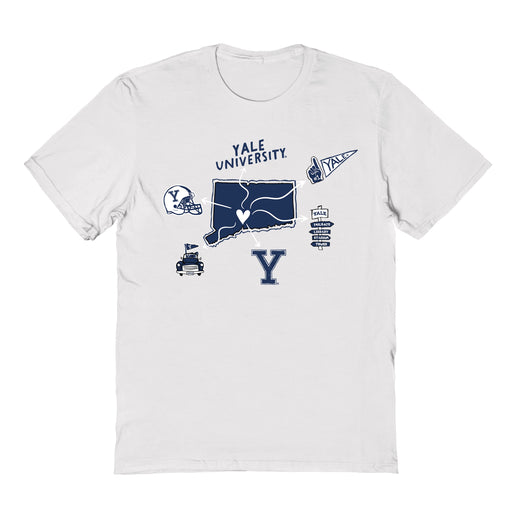 Yale University Bulldogs Hand Sketched Vive La Fete Impressions Icones White T-shirt for Women