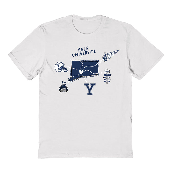 Yale University Bulldogs Hand Sketched Vive La Fete Impressions Icones White T-shirt for Women