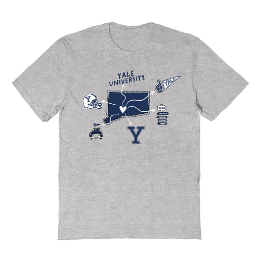 Yale University Bulldogs Hand Sketched Vive La Fete Impressions Icones Grey T-shirt for Women