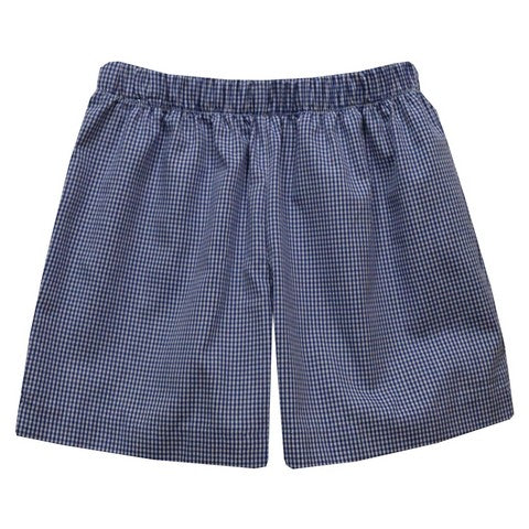 Navy Mini Check Boys Pull On Short