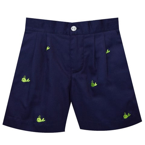 Whales Embroidery Boys Zip Fly Short