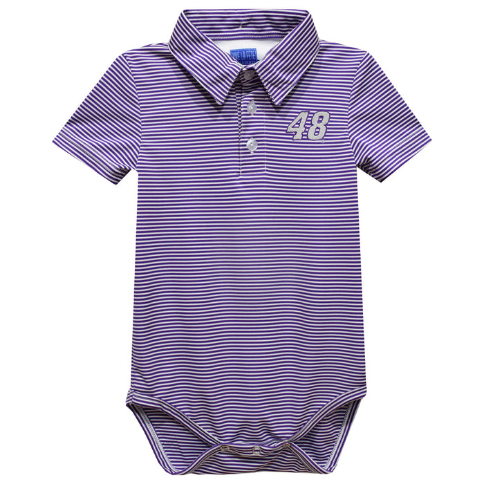 Alex Bowman Vive La Fete Polo Pencil Stripe Bodysuit - Purple