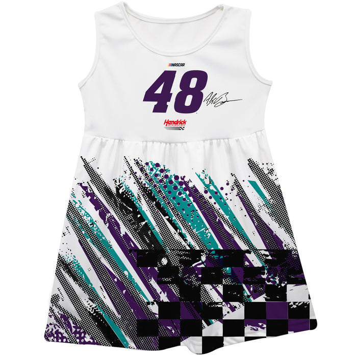Alex Bowman Vive La Fete NASCAR Abstract Check Halftones Tank Dress - White