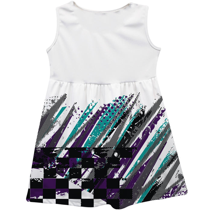 Alex Bowman Vive La Fete NASCAR Abstract Check Halftones Tank Dress - White