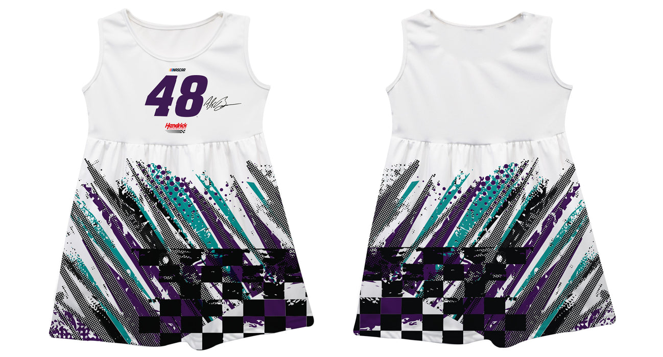 Alex Bowman Vive La Fete NASCAR Abstract Check Halftones Tank Dress - White