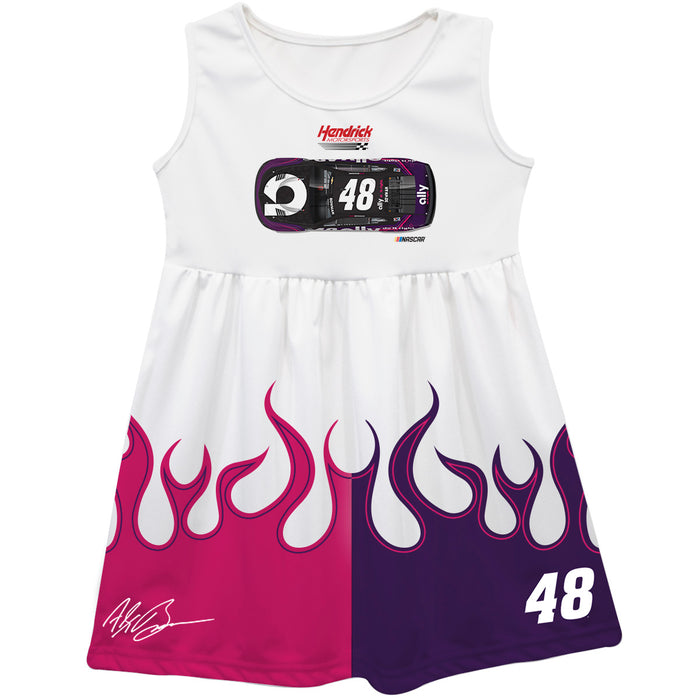 Alex Bowman Vive La Fete NASCAR Car - Flames Tank Dress - White