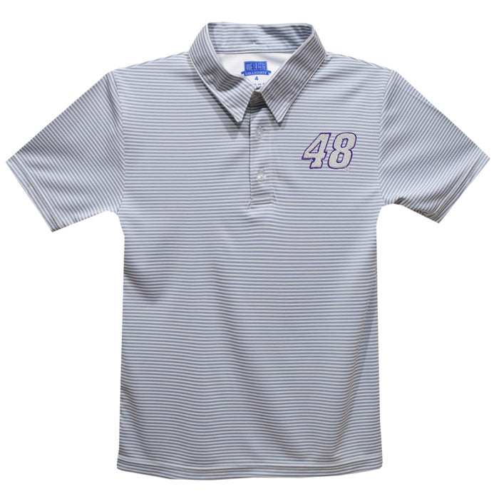 Alex Bowman Vive La Fete Pencil Stripe Polo - Gray