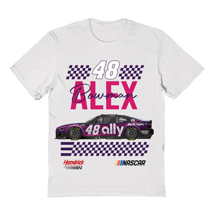 Alex Bowman Vive La Fete NASCAR Flag Racing Car T-Shirt - White