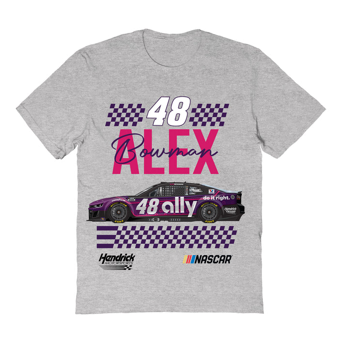 Alex Bowman NASCAR Name Grid Classic Cotton T-Shirt  - Grey