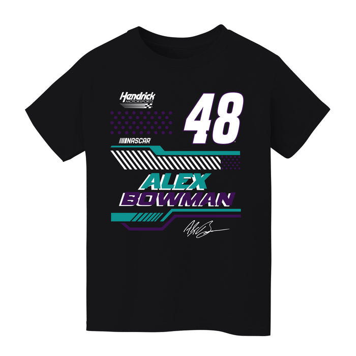 Alex Bowman NASCAR Geometric Classic Front Cotton T-Shirt - Black