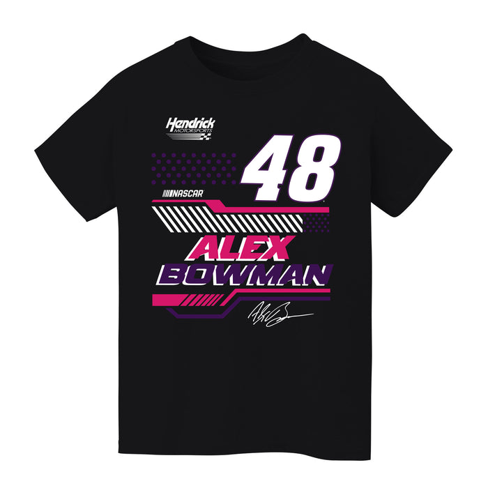 Alex Bowman NASCAR Geometric Classic Front Cotton T-Shirt - Black