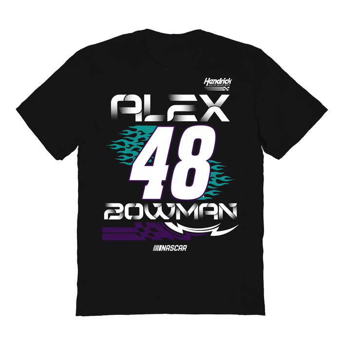 Alex Bowman NASCAR Fire number Cotton T-Shirt  - Black