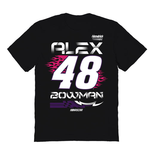 Alex Bowman NASCAR Fire number Cotton T-Shirt  - Black