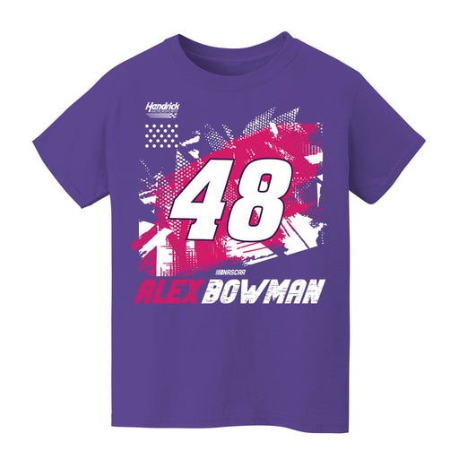 Alex Bowman NASCAR Abstract Halftone Front Cotton T-Shir - Purple