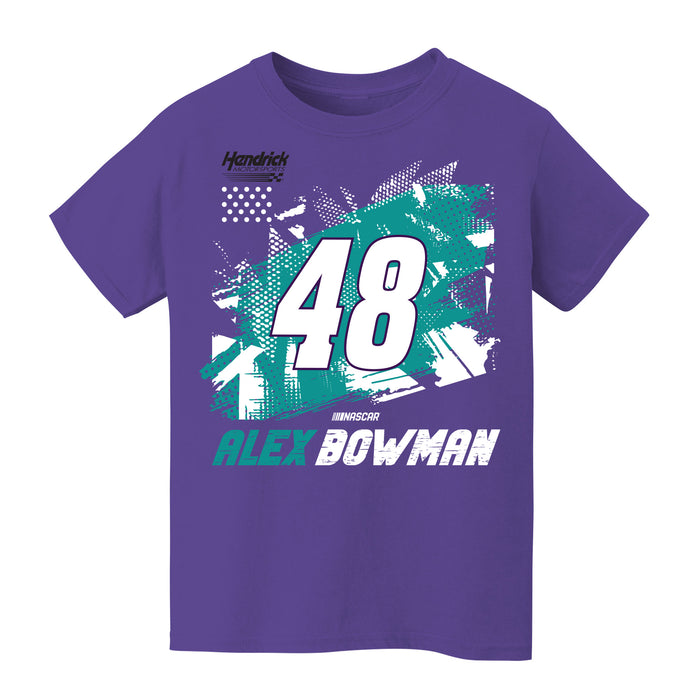 Alex Bowman NASCAR Abstract Halftone Front Cotton T-Shir - Purple