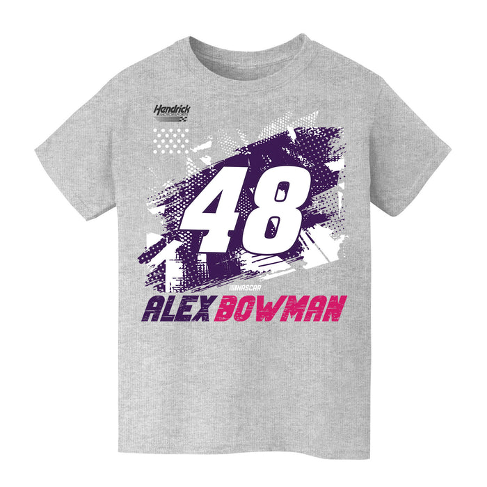 Alex Bowman NASCAR Abstract Check Halftones Cotton T-Shirt - Grey