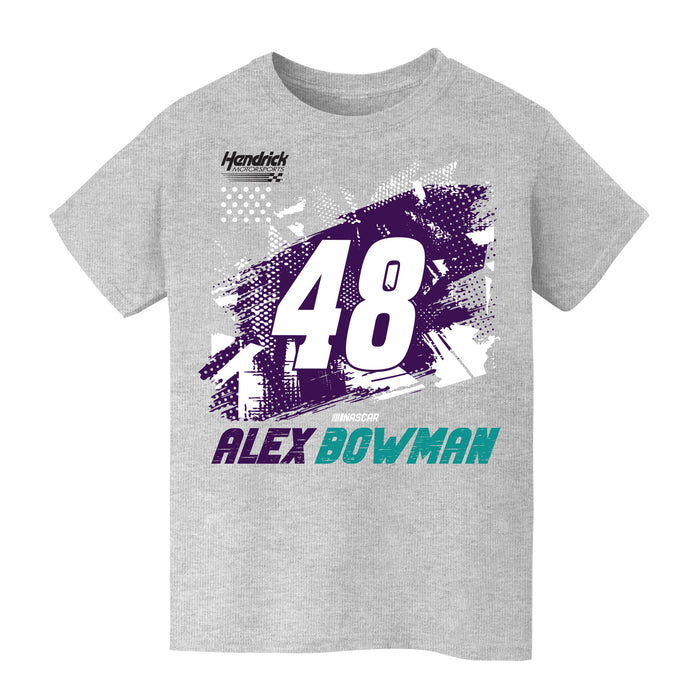 Alex Bowman NASCAR Abstract Check Halftones Cotton T-Shirt - Grey