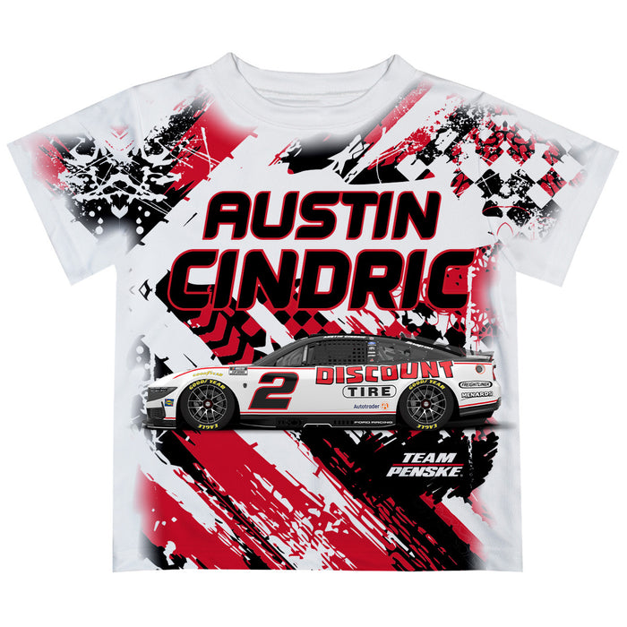 Austin Cindric Vive La Fete NASCAR Abstract Kids T-Shirt White