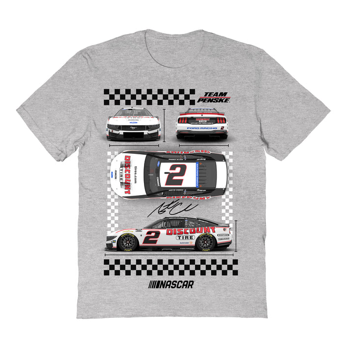 Austin Cindric Vive La Fete NASCAR Car View Cotton T-Shirt Gray