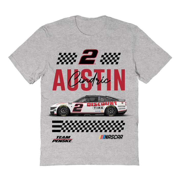 Austin Cindric Vive La Fete NASCAR Name Grid Classic Cotton T-Shirt Gray