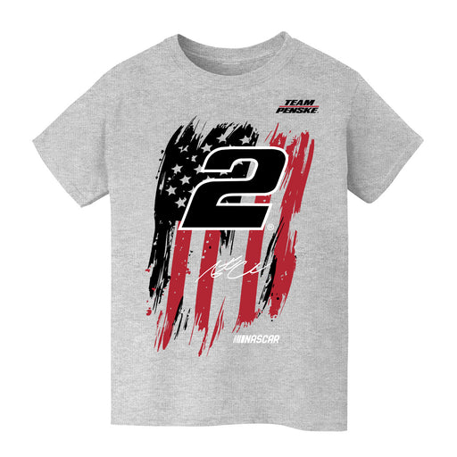 Austin Cindric Vive La Fete NASCAR American Flag Cotton T-Shirt Gray