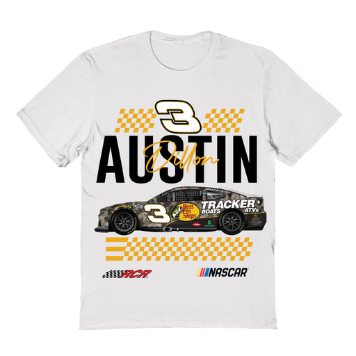 Austin Dillon Vive La Fete NASCAR Flag Racing Car T-Shirt  - White