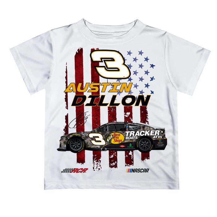 Austin Dillon NASCAR Black American Flag Kids Tshirt
