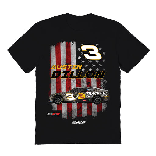 Austin Dillon NASCAR American Flag Cotton T-Shirt - Black