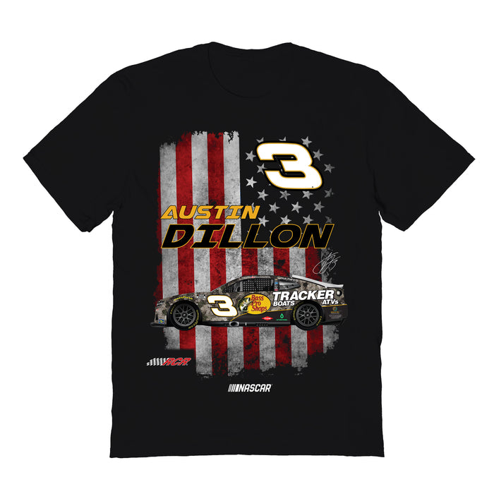Austin Dillon NASCAR American Flag Cotton T-Shirt - Black