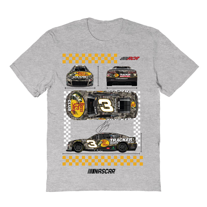 Austin Dillon NASCAR Car View Cotton T-Shirt - Grey