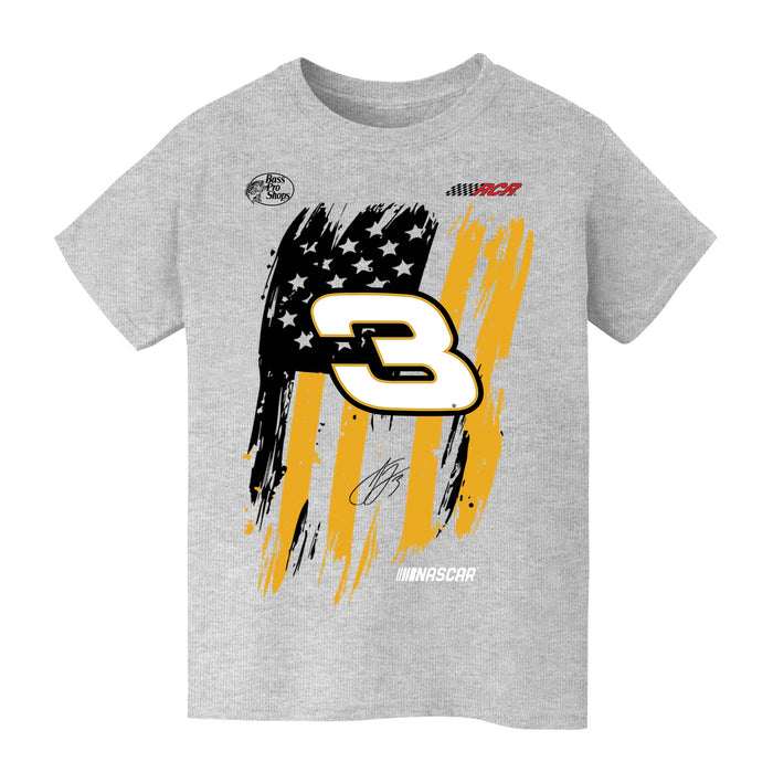 Austin Dillon NASCAR American Flag Cotton T-Shirt - Grey