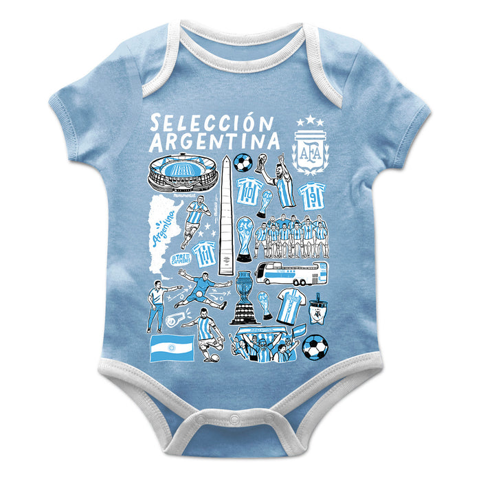 Argentina National Soccer Team Impressions Artwork Infant Light Blue Short Sleeve Onesie Bodysuit