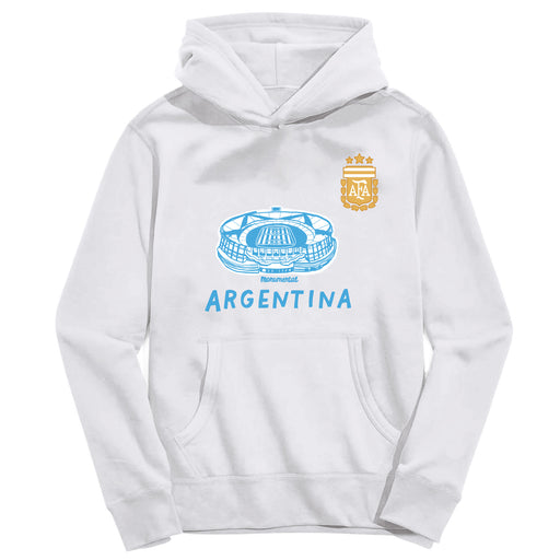 Argentina National Soccer Team Youth White Pullover Cotton Hoodie