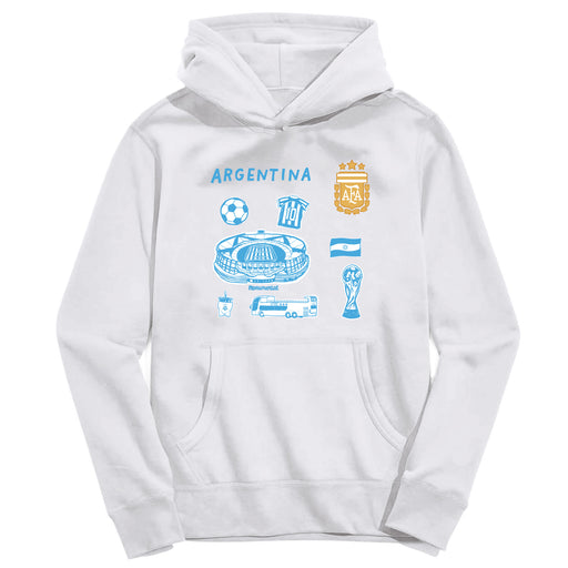 Argentina National Soccer Team Youth White Pullover Cotton Hoodie